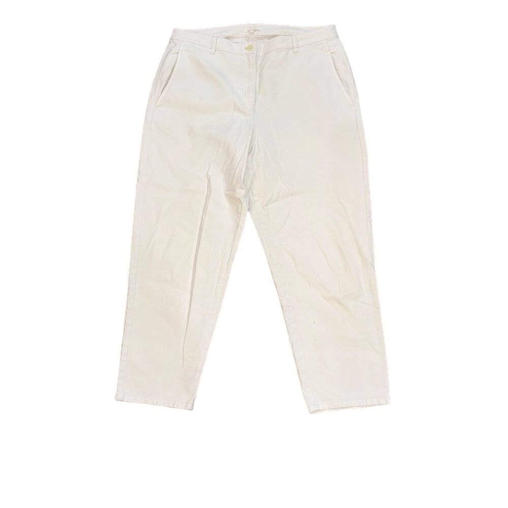 Eileen Fisher Organic Cotton Hemp Lightweight Cream Trousers Size 12